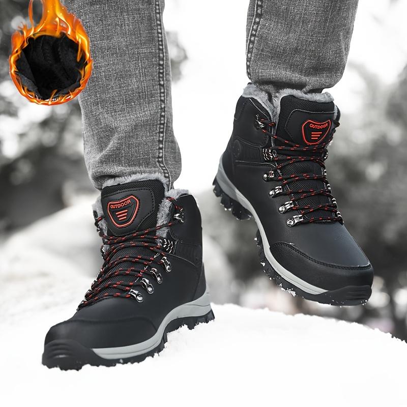 Men's Stylish Fleece-Lined Snow Boots - Warm, Comfortable Outdoor Ankle Boots with Lace-Up Closure for Winter