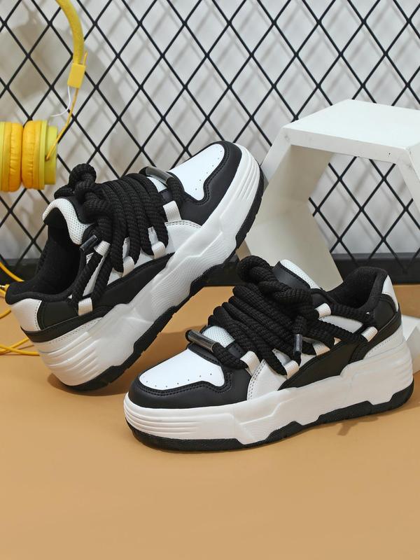 Men's Patchwork Lace Up Low Top Sneakers, Athletic Boy Running Footwear, Casual Comfortable Sports Shoes, Trendy Sneakers for Daily Walking Shoes