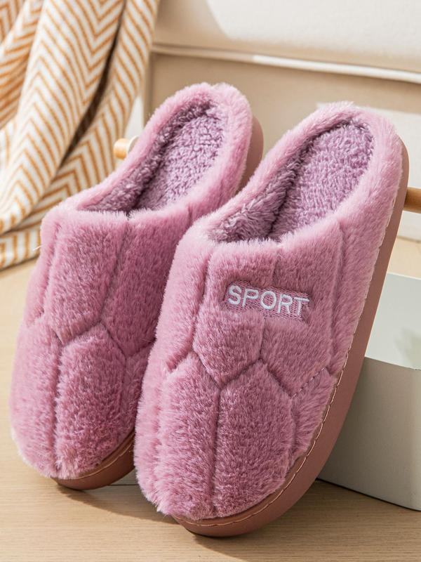 Women's Letter Pattern Plush Slippers, Casual Soft Comfortable Home Slippers, Warm Slippers for Indoor & Outdoor Use for Fall & Winter