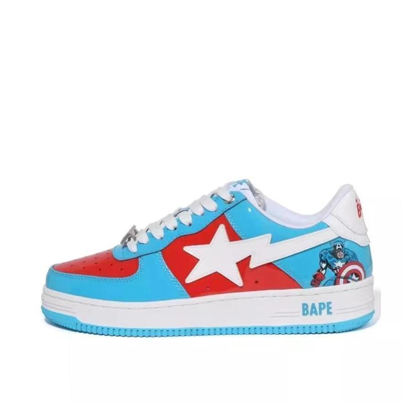 men's and women's board shoes A BATHING APE.bape. Trendy Marvel collaboration patent leather fashionable versatile multi color matching men's and women's board shoes