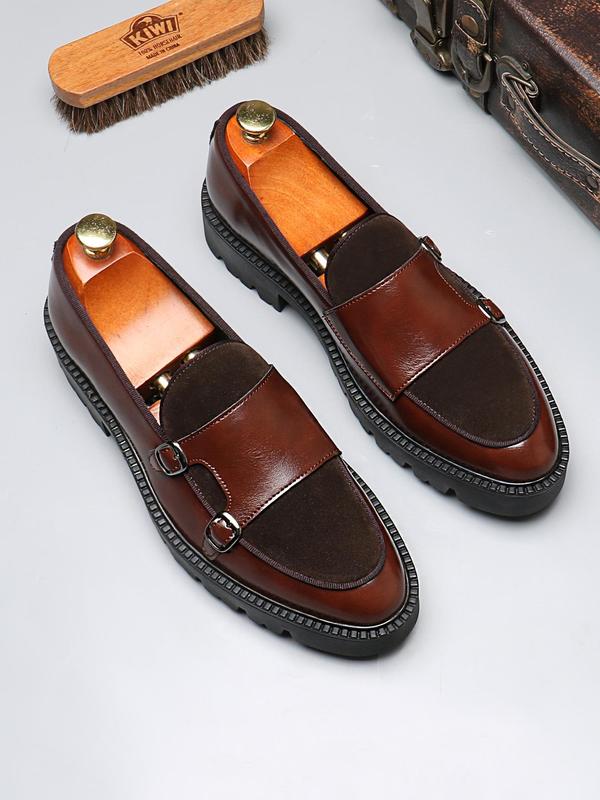 Men's Fashionable Patchwork Design Slip on Dress Shoes, Casual Comfortable Loafers for Daily Wear, Male All-match Shoes for Daily Wear