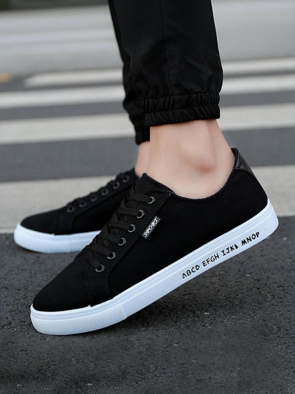 Men's 1 Pair Fashionable Low Top Skate Sneakers, Casual Breathable Letter Label Decor Lace up Skate Shoes for Daily Wear, Comfortable Sports Shoes for Daily Wear