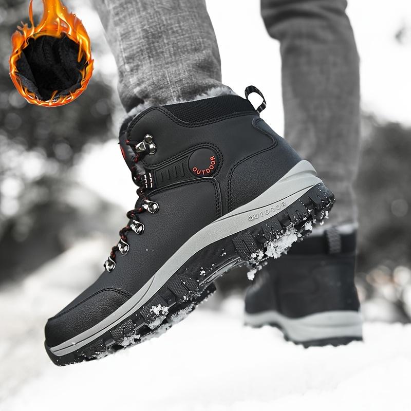 Men's Stylish Fleece-Lined Snow Boots - Warm, Comfortable Outdoor Ankle Boots with Lace-Up Closure for Winter