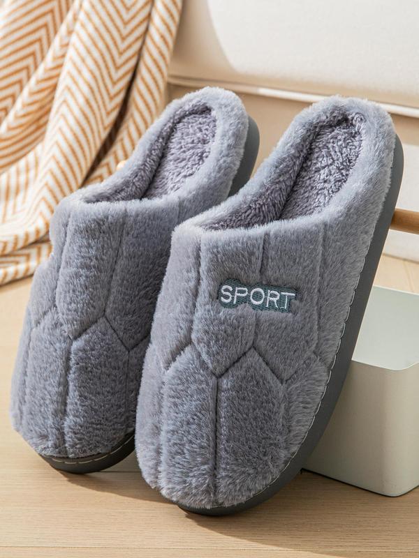 Women's Letter Pattern Plush Slippers, Casual Soft Comfortable Home Slippers, Warm Slippers for Indoor & Outdoor Use for Fall & Winter