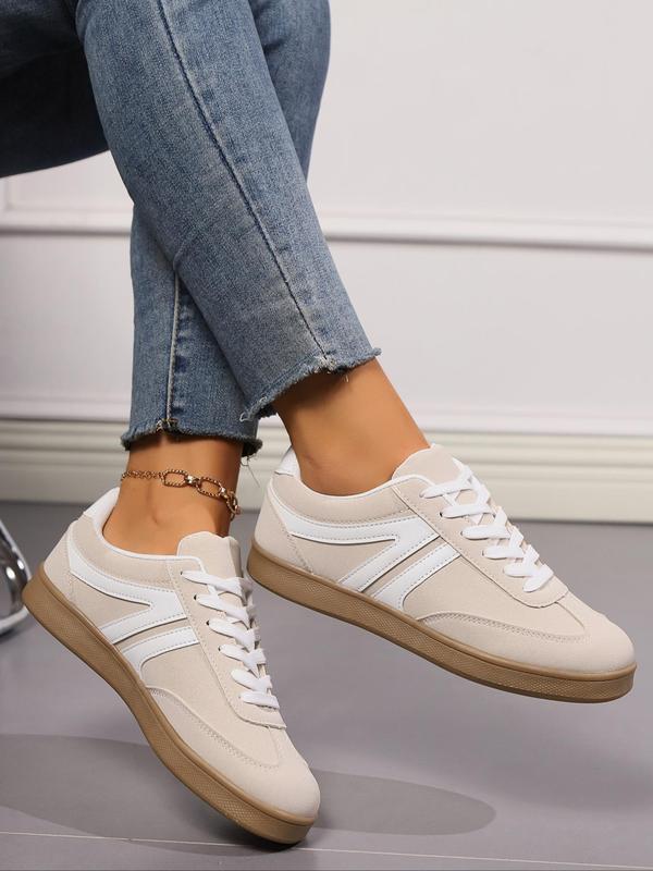 Women's Fashionable Patchwork Lace Up Sneakers, Casual Comfortable Breathable Sports Shoes, Female All-match Round Toe Shoes for Daily Wear