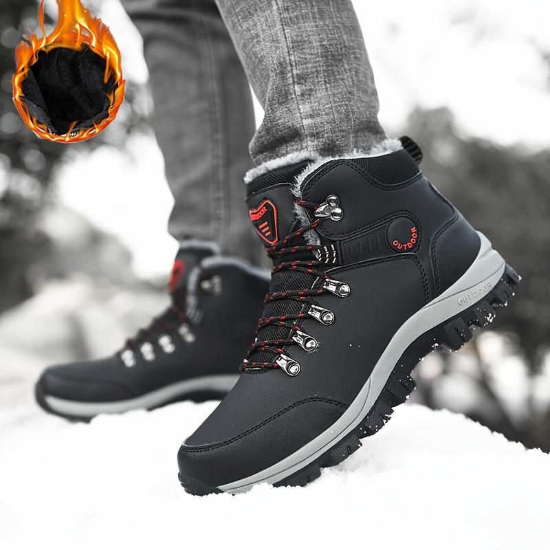 Men's Stylish Fleece-Lined Snow Boots - Warm, Comfortable Outdoor Ankle Boots with Lace-Up Closure for Winter