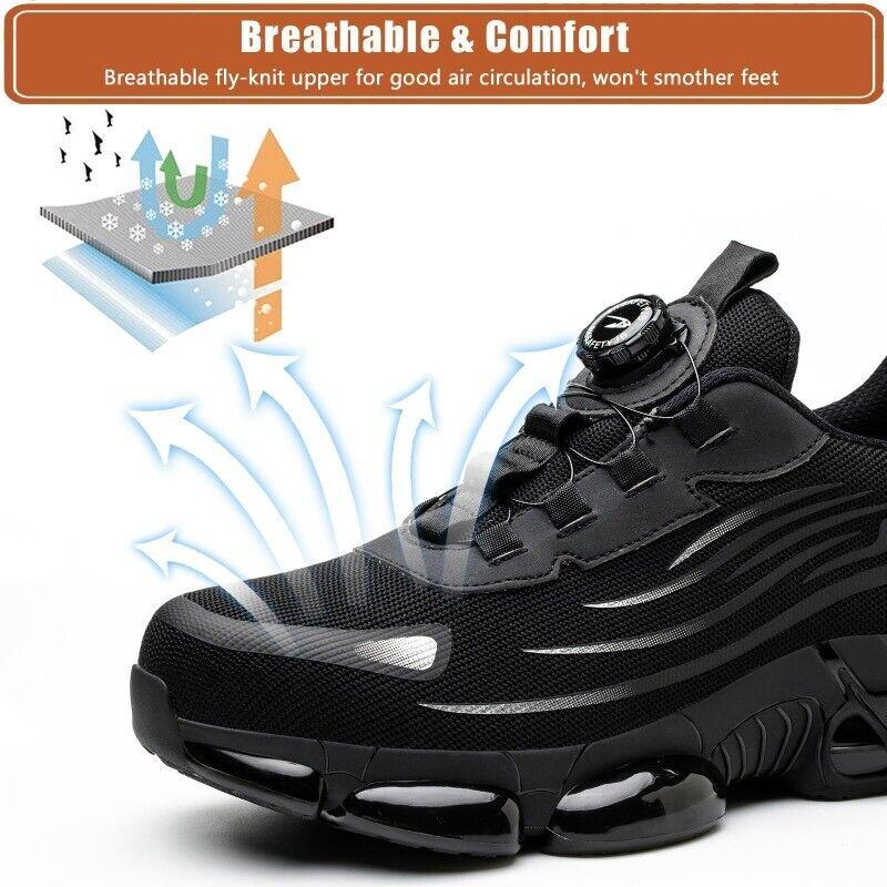 Men Work Safety Shoes Steel Toe Cap Rotating Button Boots Fashion Sneakers US