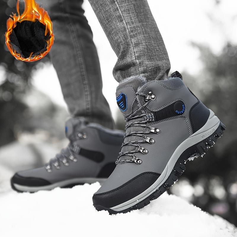 Men's Stylish Fleece-Lined Snow Boots - Warm, Comfortable Outdoor Ankle Boots with Lace-Up Closure for Winter