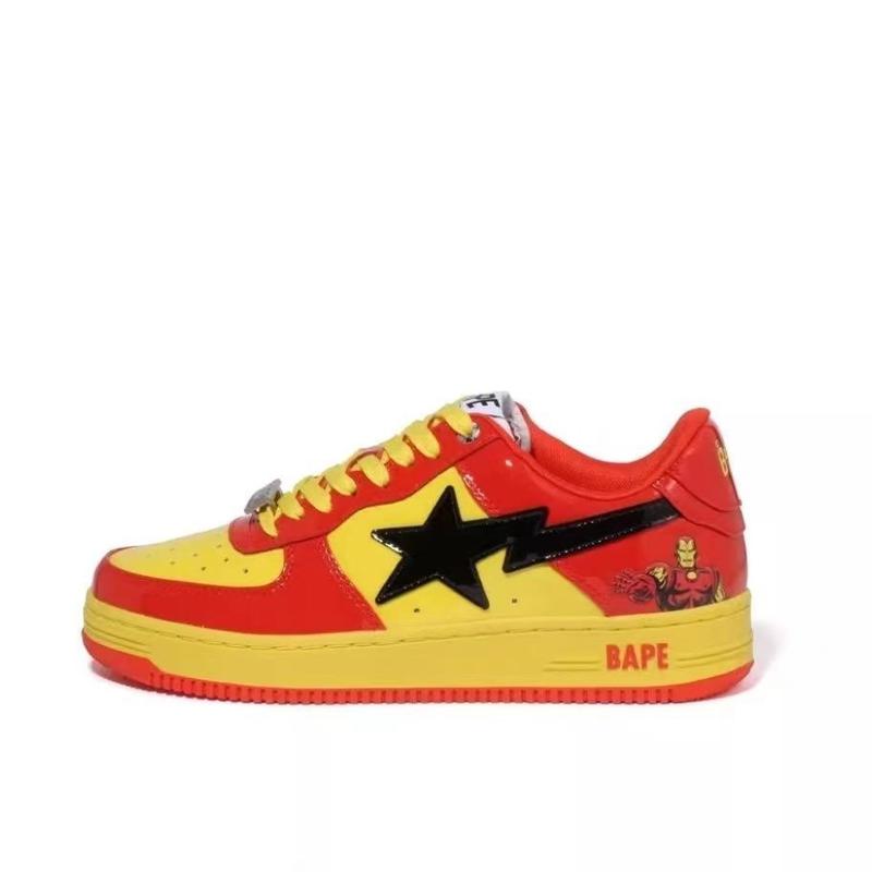 men's and women's board shoes A BATHING APE.bape. Trendy Marvel collaboration patent leather fashionable versatile multi color matching men's and women's board shoes