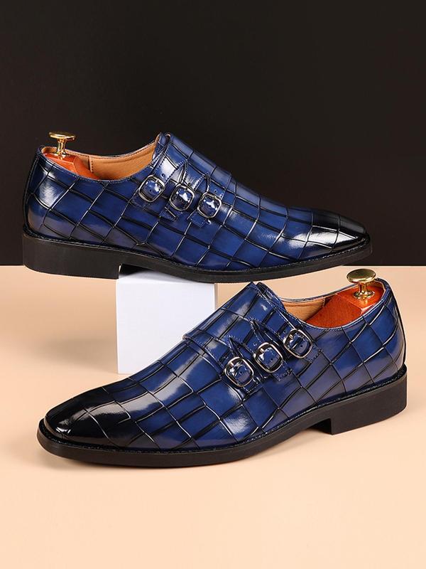 Men's Business Formal Oxford Shoes, Fashionable Geometric Pattern Slip on Dress Shoes for Work Office, Male All-match Commuter Shoes for Daily Wear