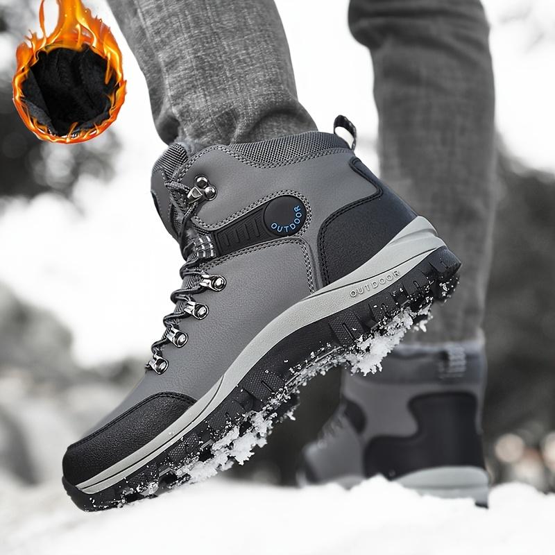 Men's Stylish Fleece-Lined Snow Boots - Warm, Comfortable Outdoor Ankle Boots with Lace-Up Closure for Winter