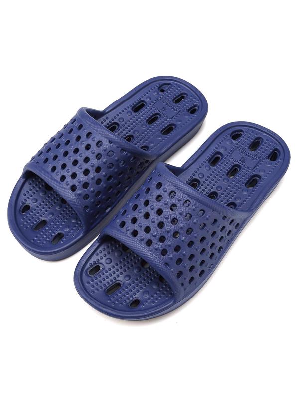 Men's Summer 2024 Casual Soft Comfortable Non-slip Slides, Solid Color Wide Band Home Bathroom Slides for Men, Basic Shoes for Outdoor & Indoor Wear