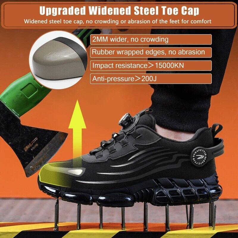 Men Work Safety Shoes Steel Toe Cap Rotating Button Boots Fashion Sneakers US