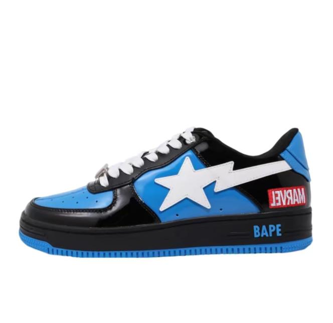 men's and women's board shoes A BATHING APE.bape. Trendy Marvel collaboration patent leather fashionable versatile multi color matching men's and women's board shoes