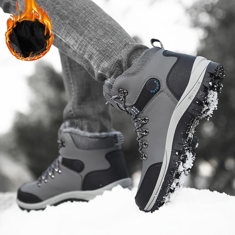 Men's Stylish Fleece-Lined Snow Boots - Warm, Comfortable Outdoor Ankle Boots with Lace-Up Closure for Winter