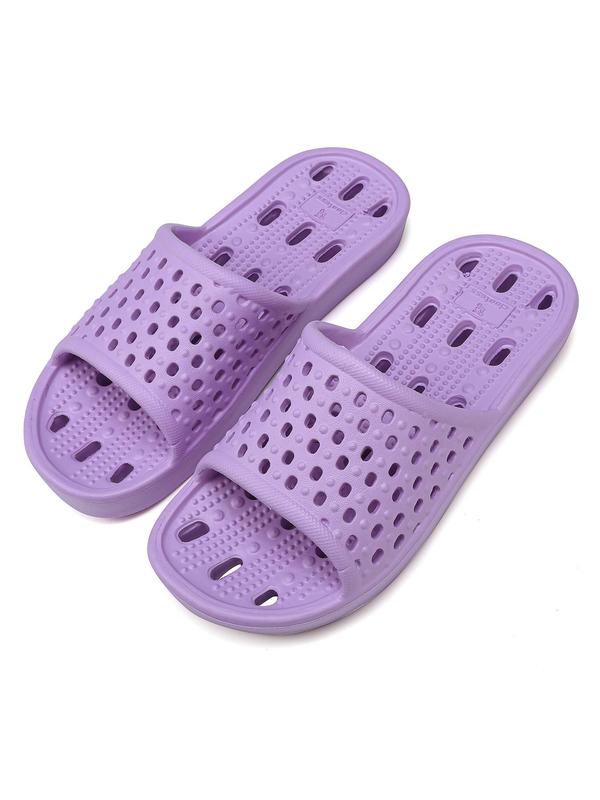 Women's Hollow Out Solid Color Slides, Casual Soft Comfortable Bathroom Slippers, Non-slip Home Slippers, Summer 2024 Trendy Slippers