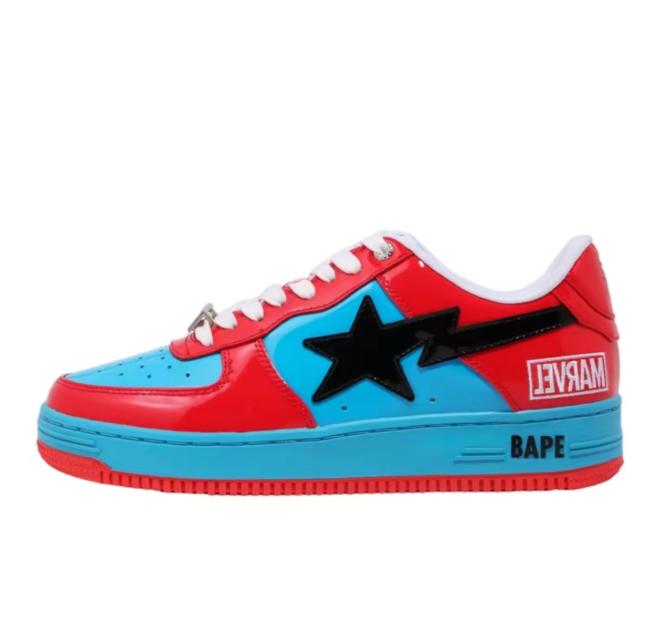 men's and women's board shoes A BATHING APE.bape. Trendy Marvel collaboration patent leather fashionable versatile multi color matching men's and women's board shoes