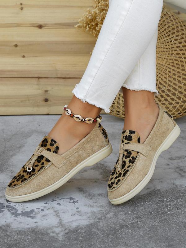 Women's Fashion Leopard Print Slip-on Shoes, Casual Comfortable Round Toe Loafers for Daily Wear, Female All-match Shoes for Spring & Fall