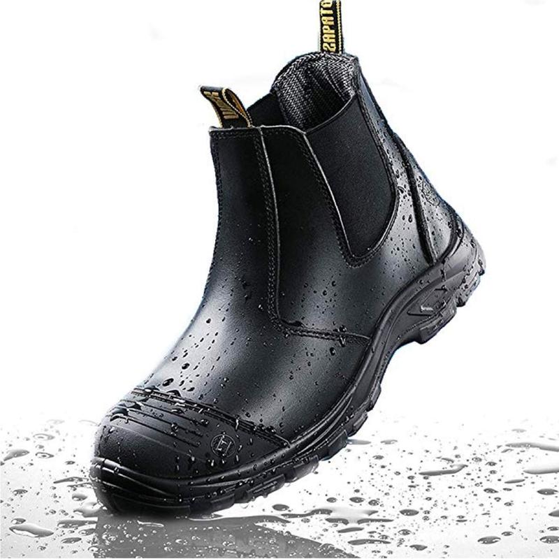 Men's Soft   Steel Toe Slip on Waterproof Slip Resistant Anti-puncture Work Boots