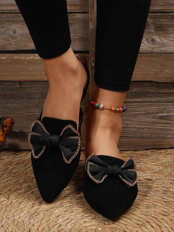 Women's Elegant Bow Decor Slip on Flats, 1 Pair Trendy Pointed Toe Flat Shoes, Gorgeous Shoes for Daily Wear