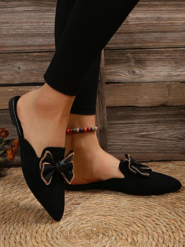 Women's Elegant Bow Decor Slip on Flats, 1 Pair Trendy Pointed Toe Flat Shoes, Gorgeous Shoes for Daily Wear