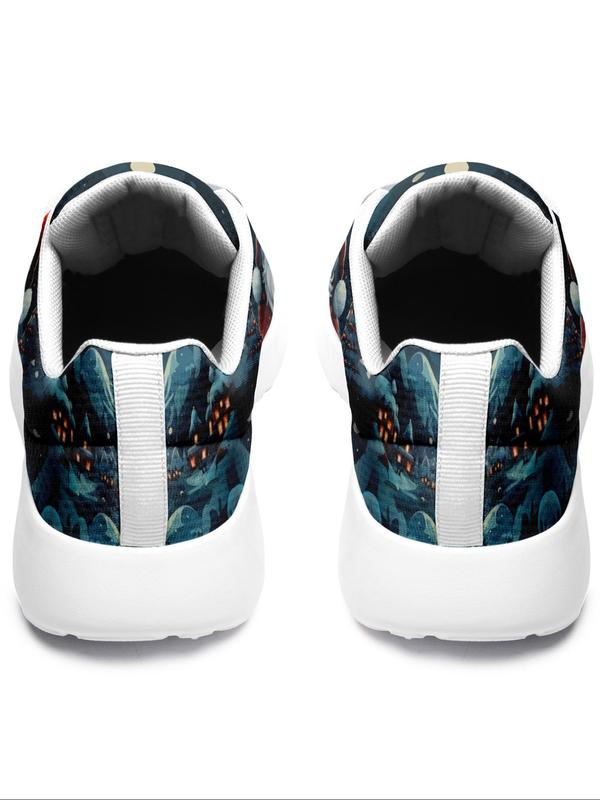 Men's Christmas Print Lace Up Front Sneakers, Casual Comfortable Soft Sole Sports Running Shoes, Male All-match Round Toe Shoes for Daily Wear