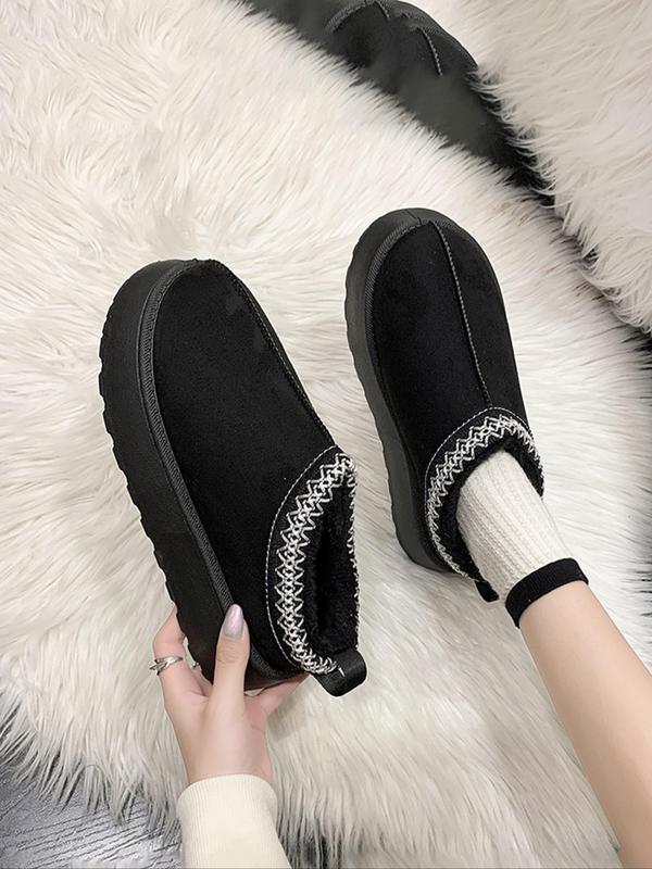 Women's Solid Color Fluffy Plush Slippers, Casual Soft Comfortable Home Slippers, Warm Slippers for Indoor & Outdoor Wear for Fall & Winter