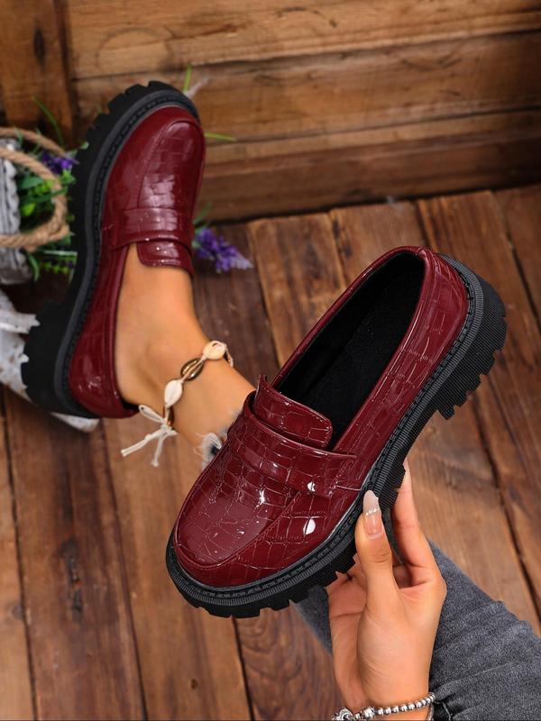 Women's Fashionable Solid Color Slip on Loafers, Casual Comfortable Round Toe Platform Shoes for Daily Wear, All Match Commuter Shoes for Work & Daily