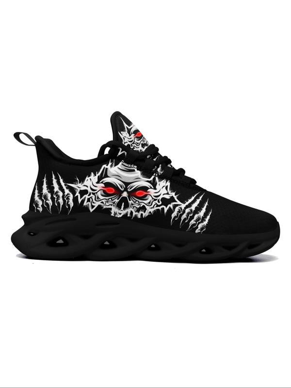 Men's 1 Pair Fashionable Casual Skull Claw Print Lace Up Low Top Sneakers, Lightweight Breathable Comfortable Sports Running Shoes, Male All-match Round Toe Shoes for Daily Wear