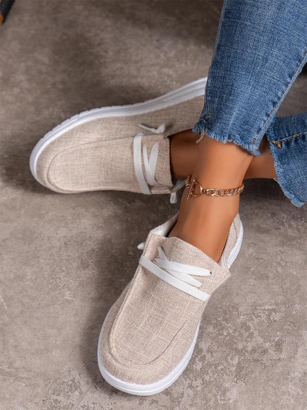 Women's Fashionable Lace Up Low Top Sneakers, 2024 New Style Casual Comfortable Breathable Shoes, Female All-match Round Toe Shoes for Daily Wear