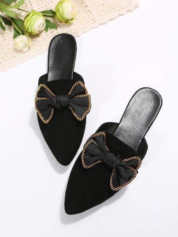 Women's Elegant Bow Decor Slip on Flats, 1 Pair Trendy Pointed Toe Flat Shoes, Gorgeous Shoes for Daily Wear