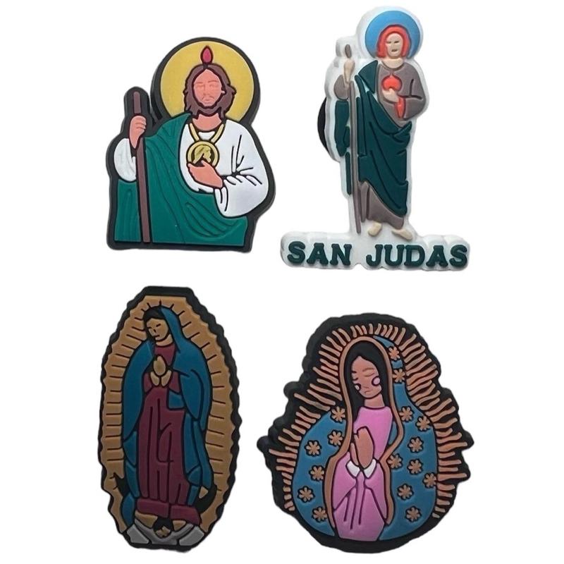 Virgen De Guadalupe and San Judas Croc Charm Bundle - Footwear Shoe Decor Comfort Religion Accessories