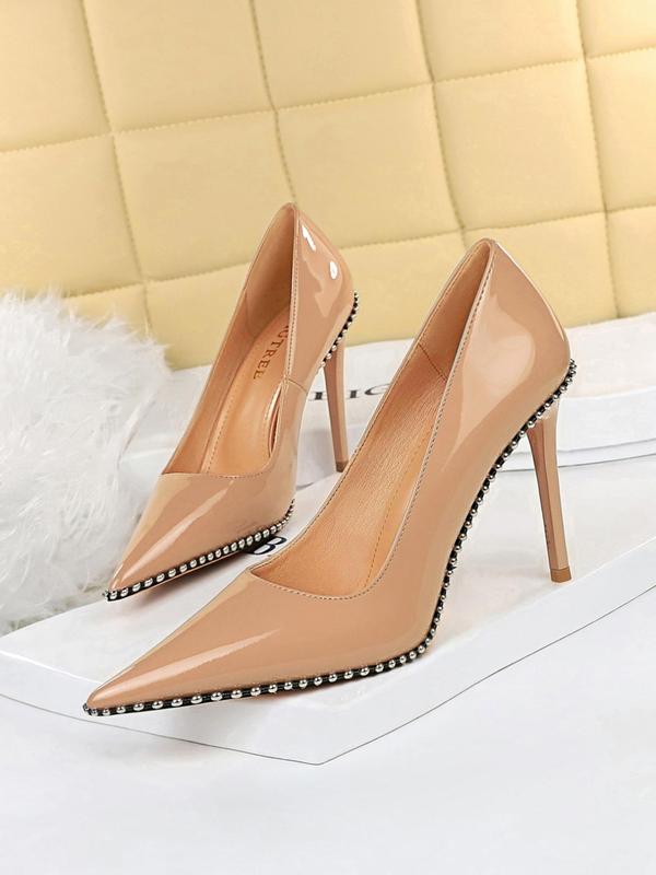 Women's Fashionable Rivet Decorated Stiletto Heels, Elegant Pointed Toe High Heel Shoes for Party, Banquet, Daily Clothing Decor for Women & Girls