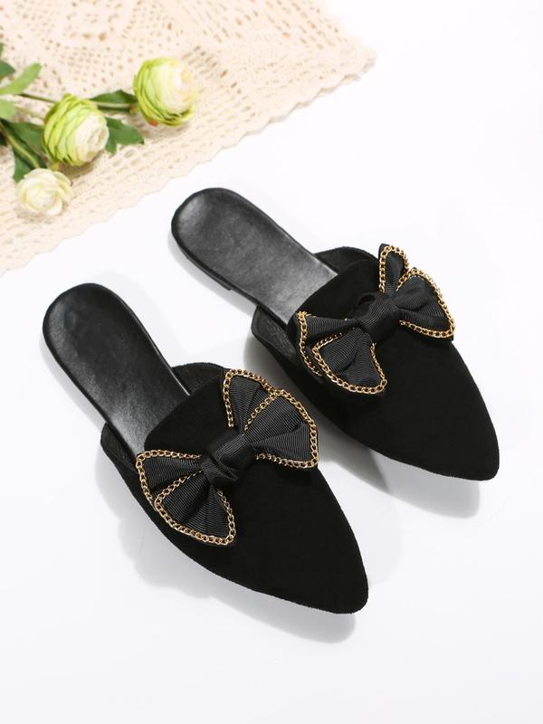 Women's Elegant Bow Decor Slip on Flats, 1 Pair Trendy Pointed Toe Flat Shoes, Gorgeous Shoes for Daily Wear