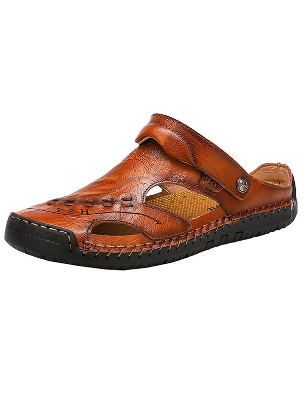 Men's Casual Hollow Out Design Slip on Sandals, Fashionable Round Toe Sandals for Beach, Breathable Comfortable Non-slip Sandals for Daily Wear