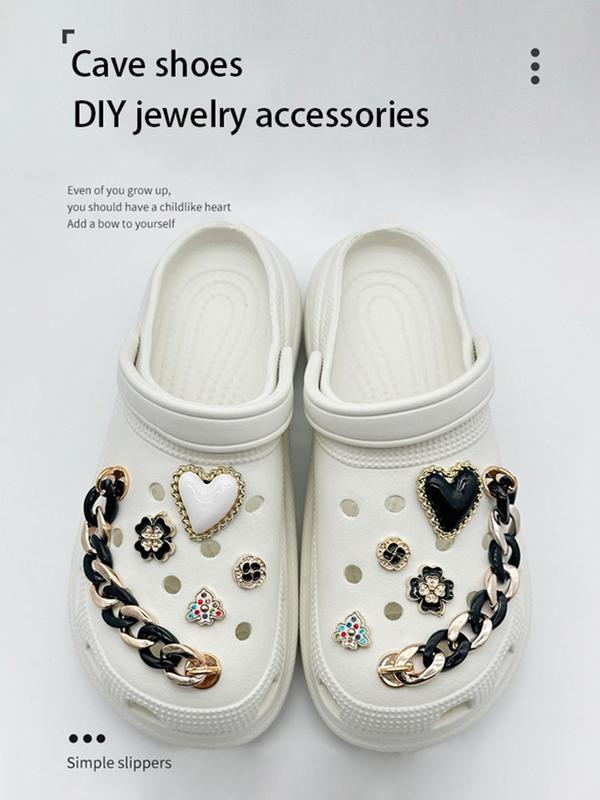 Heart & Geometric Design Shoe Charms, Fashionable Shoes Decorations for Women & Girls, DIY Shoes Accessories for Clogs