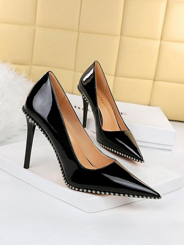 Women's Fashionable Rivet Decorated Stiletto Heels, Elegant Pointed Toe High Heel Shoes for Party, Banquet, Daily Clothing Decor for Women & Girls