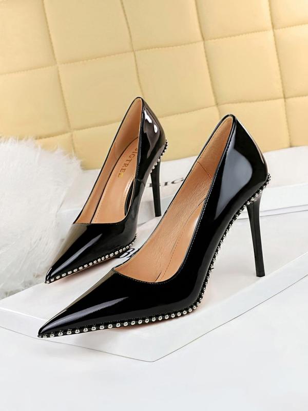 Women's Fashionable Rivet Decorated Stiletto Heels, Elegant Pointed Toe High Heel Shoes for Party, Banquet, Daily Clothing Decor for Women & Girls