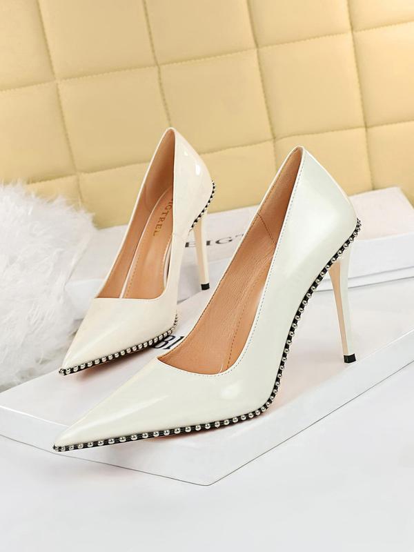 Women's Fashionable Rivet Decorated Stiletto Heels, Elegant Pointed Toe High Heel Shoes for Party, Banquet, Daily Clothing Decor for Women & Girls