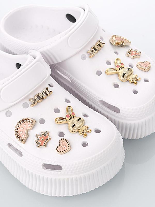 Cute Rabbit & Heart Design Shoe Charms, Rhinestone Decorated Shoe Decoration Charms, Fashionable Shoes Decoration for Women & Girls