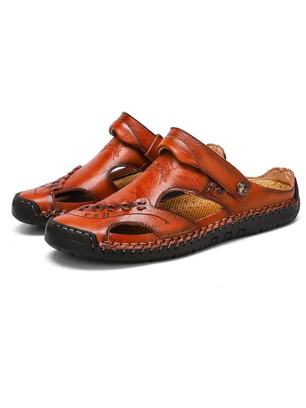 Men's Casual Hollow Out Design Slip on Sandals, Fashionable Round Toe Sandals for Beach, Breathable Comfortable Non-slip Sandals for Daily Wear