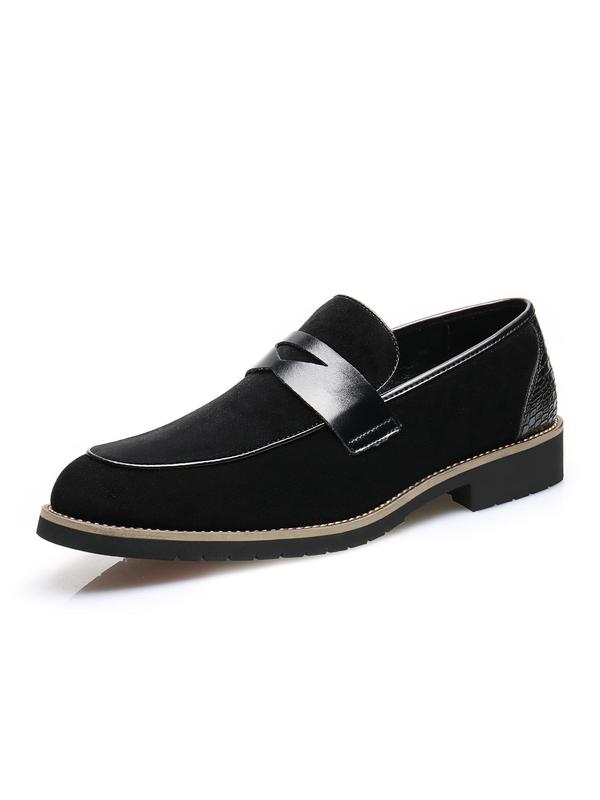 Men's Business Style Solid Color Slip on Loafer Shoes, Fashionable Pointed Toe Patched Design Dress Shoes for Work Office, Male All-match Commuter Shoes for Daily Wear