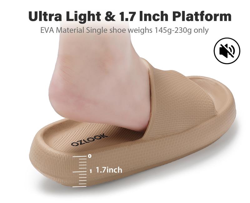 Women's Simple Summer 2024 Solid Color Soft Non-slip Slides, Casual Comfortable Thick Sole Home Slippers, Lightweight & Breathable Slides for indoor & Outdoor Wear,Girl's Walking Shoes, Footwear