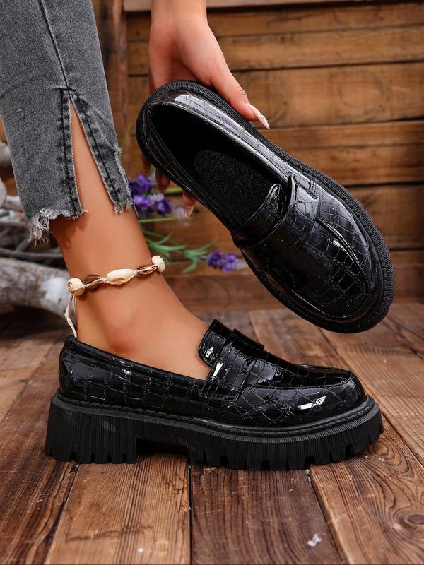 Women's Fashionable Solid Color Slip on Loafers, Casual Comfortable Round Toe Platform Shoes for Daily Wear, All Match Commuter Shoes for Work & Daily