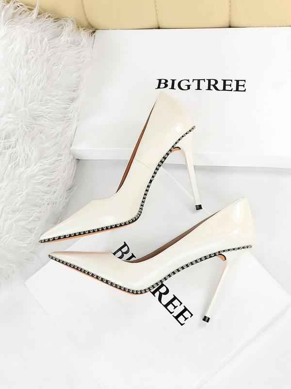 Women's Fashionable Rivet Decorated Stiletto Heels, Elegant Pointed Toe High Heel Shoes for Party, Banquet, Daily Clothing Decor for Women & Girls