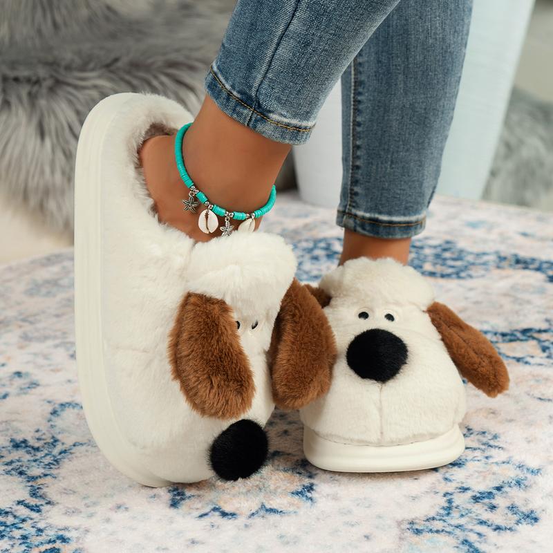 Women's Cute dog Animals Slippers Interesting Comfortable Furry Slippers Soft Plush Winter season Keep warm Home Slippers Girl Footwear