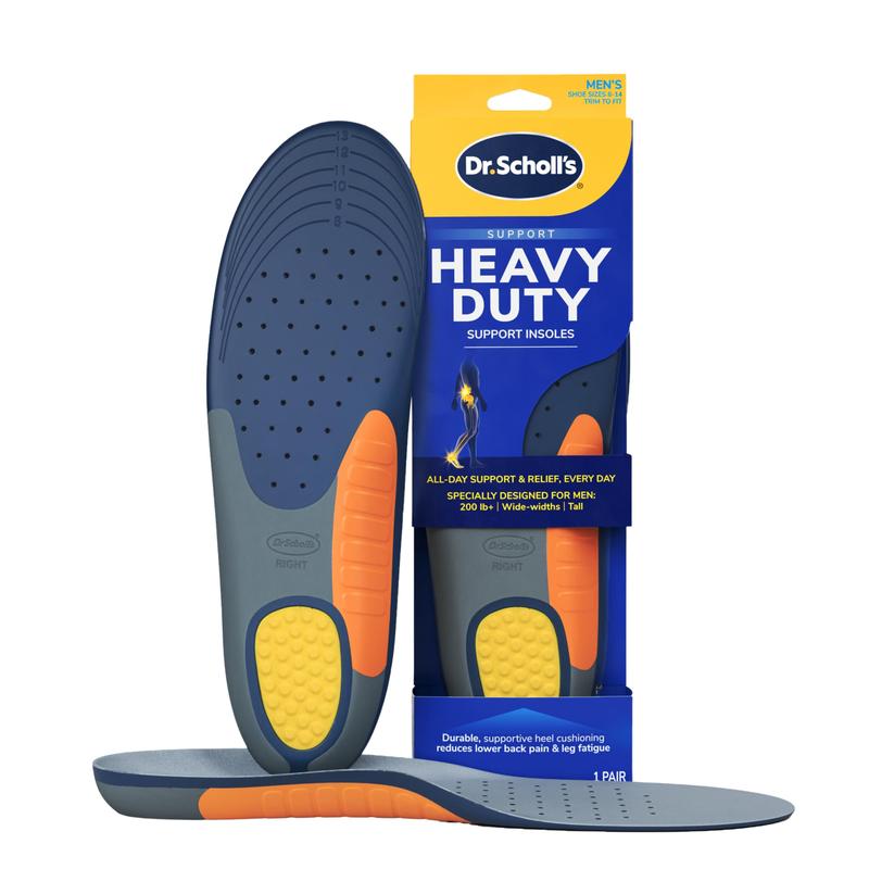 Dr. Scholl's Heavy Duty Support Insole Orthotics, 200lbs+, Shock Absorbing, Arch Support, Distributes Pressure, Footwear Men Size 8-14, 1 Pair