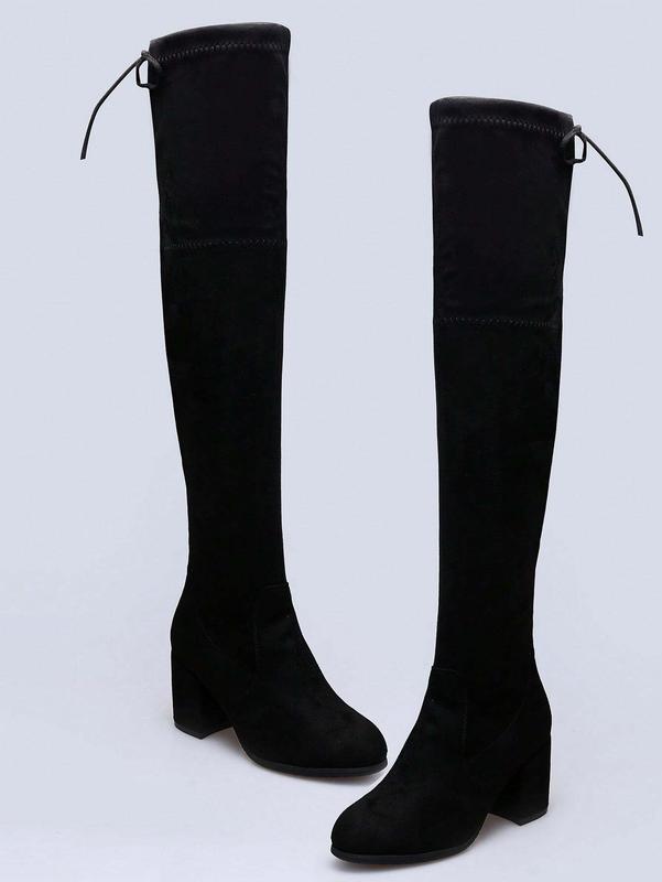 Women Over-The-Knee Boots 2024 Autumn And Winter New Style Thick Heel High-Heeled Elastic High-Tube Boots Thermal Lined Knight Boots Women Shoes