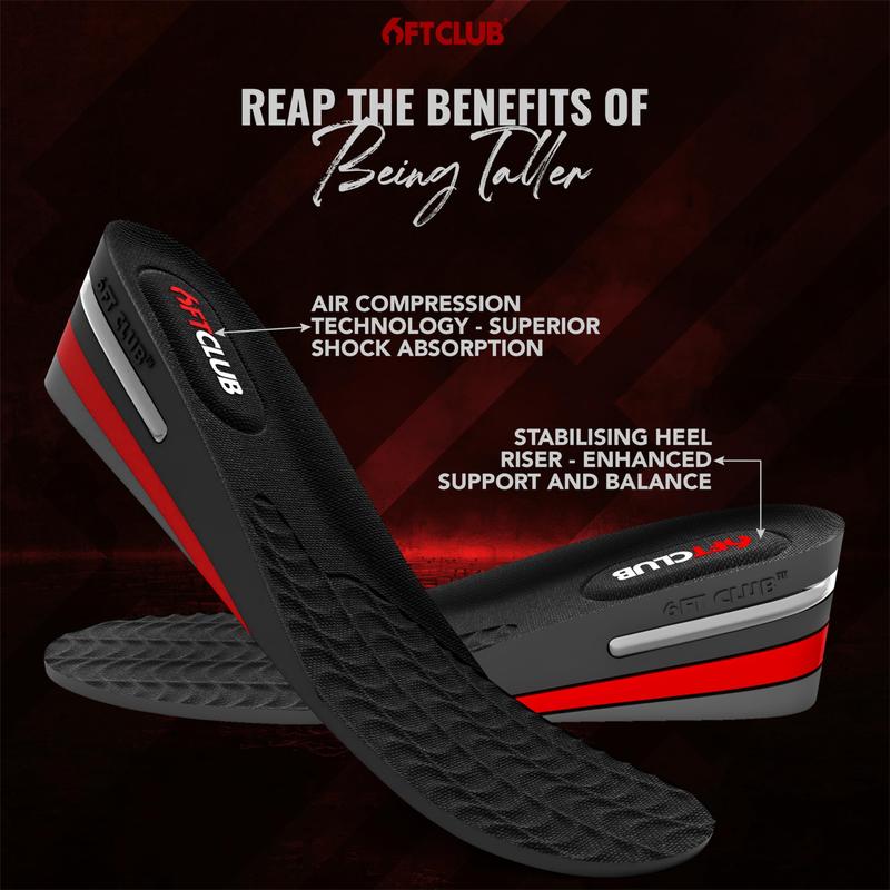 6FT Original Advanced Height Incease Insoles up to 2.36 Inches (6CM) 3 Layer Air Cushion Comfort Discreet Elevation Enhancer Boost Shoe Lifts Make You Taller All Day