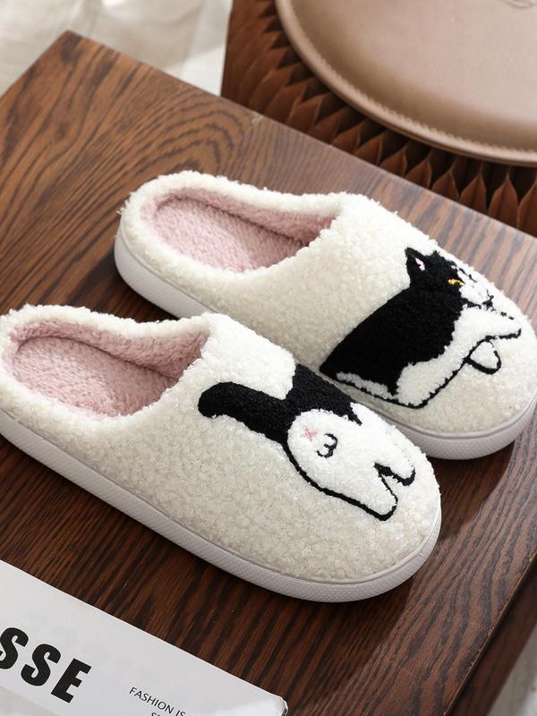 Cute Pug  Design Plush Slippers, Casual Soft Comfortable Home Slippers, Warm Slippers for Indoor & Outdoor Use for Women & Girls